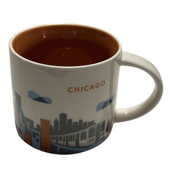 Starbucks 2017 You Are Here Collection Chicago Mug 14 Fl Oz Orange Interior - Picture 1 of 4